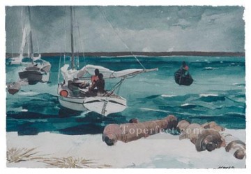  Winslow Oil Painting - Nassau Realism marine painter Winslow Homer